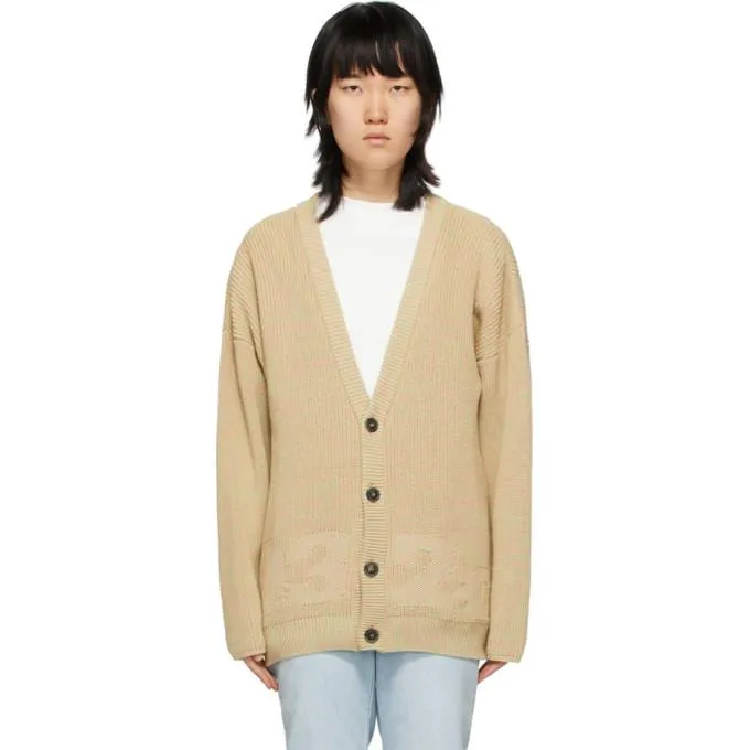 032c Beige Logo Cardigan