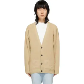 032c Beige Logo Cardigan