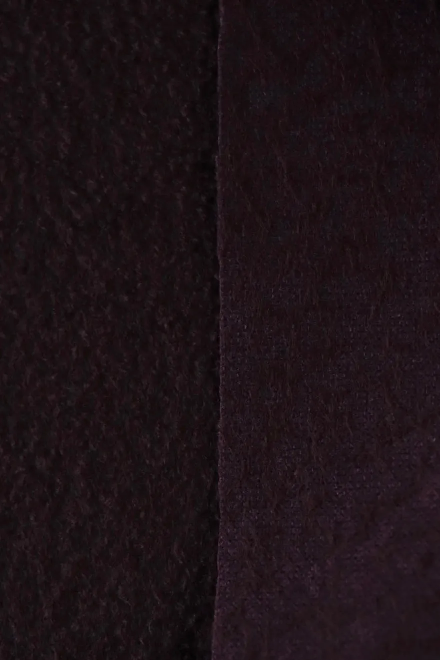 1YD 26IN REMNANT; Dark Mahogany Wool Boucle/French Terry Knit