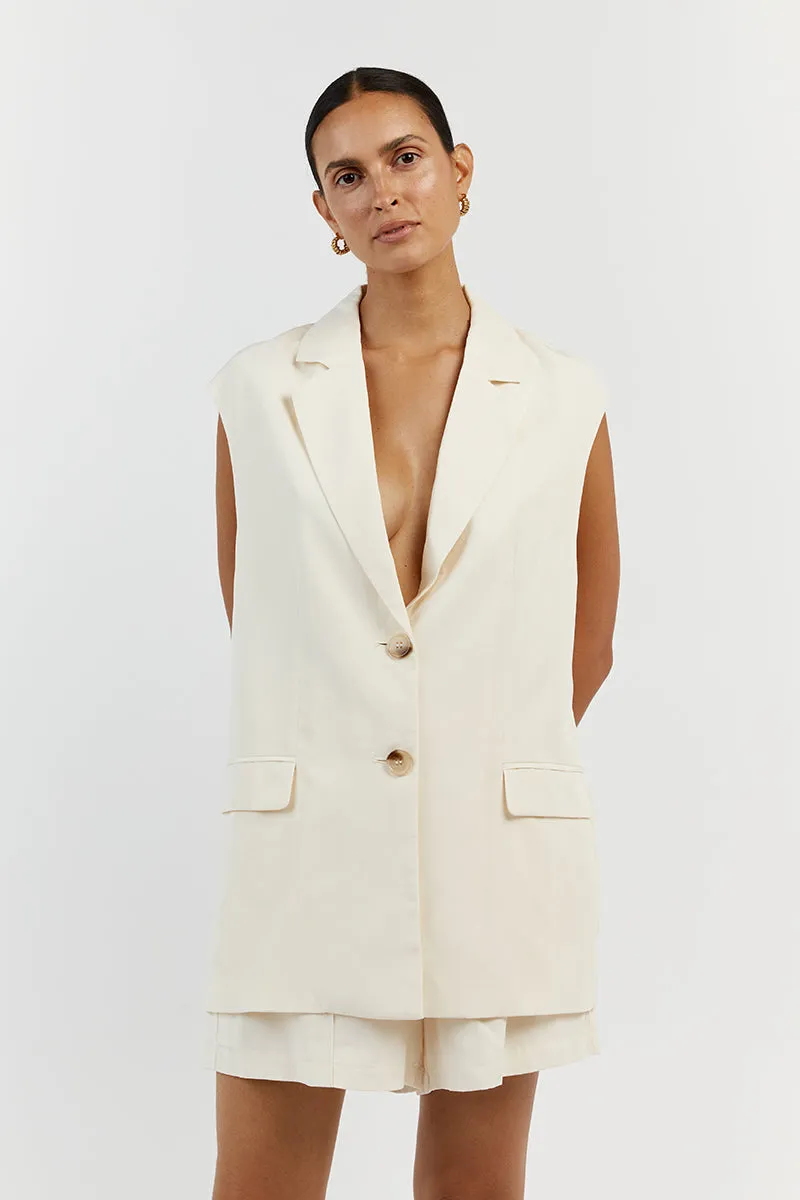 AMELIA OFF WHITE SLEEVELESS BLAZER