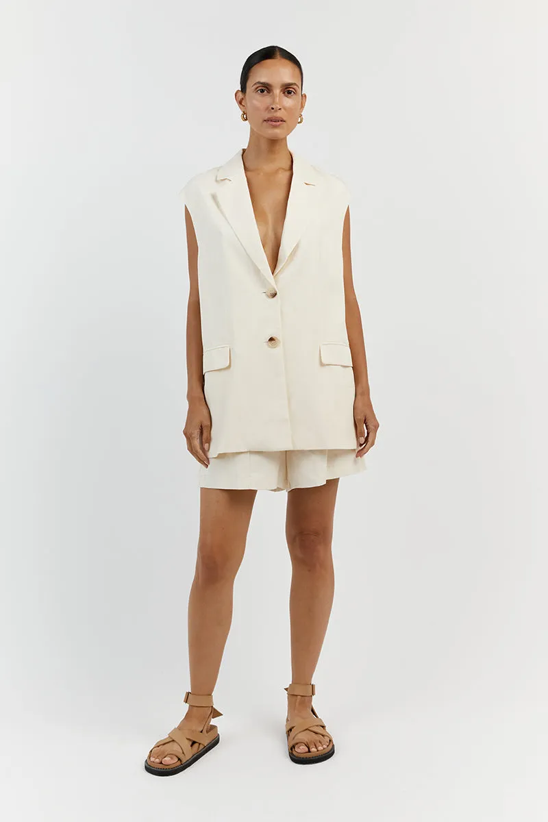 AMELIA OFF WHITE SLEEVELESS BLAZER