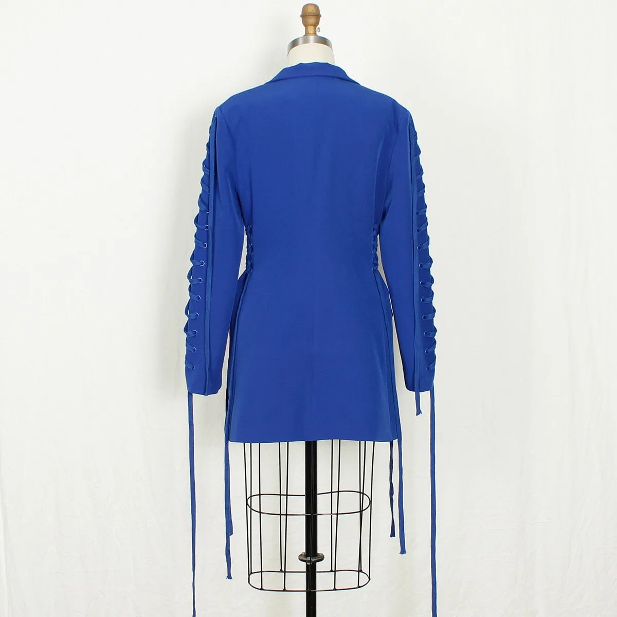 Blazer Dress Women Elegant Fashion Luxury Blue Single Breasted Button Pocket Notched Slim High Quality Blazer Clothes 2023 New