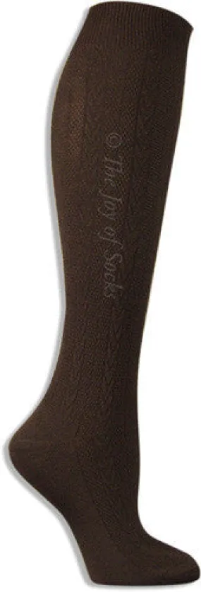 Brown Cable Knit Knee High Socks (Women's)