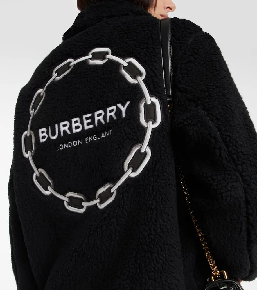 Burberry Embroidered wool-blend fleece jacket