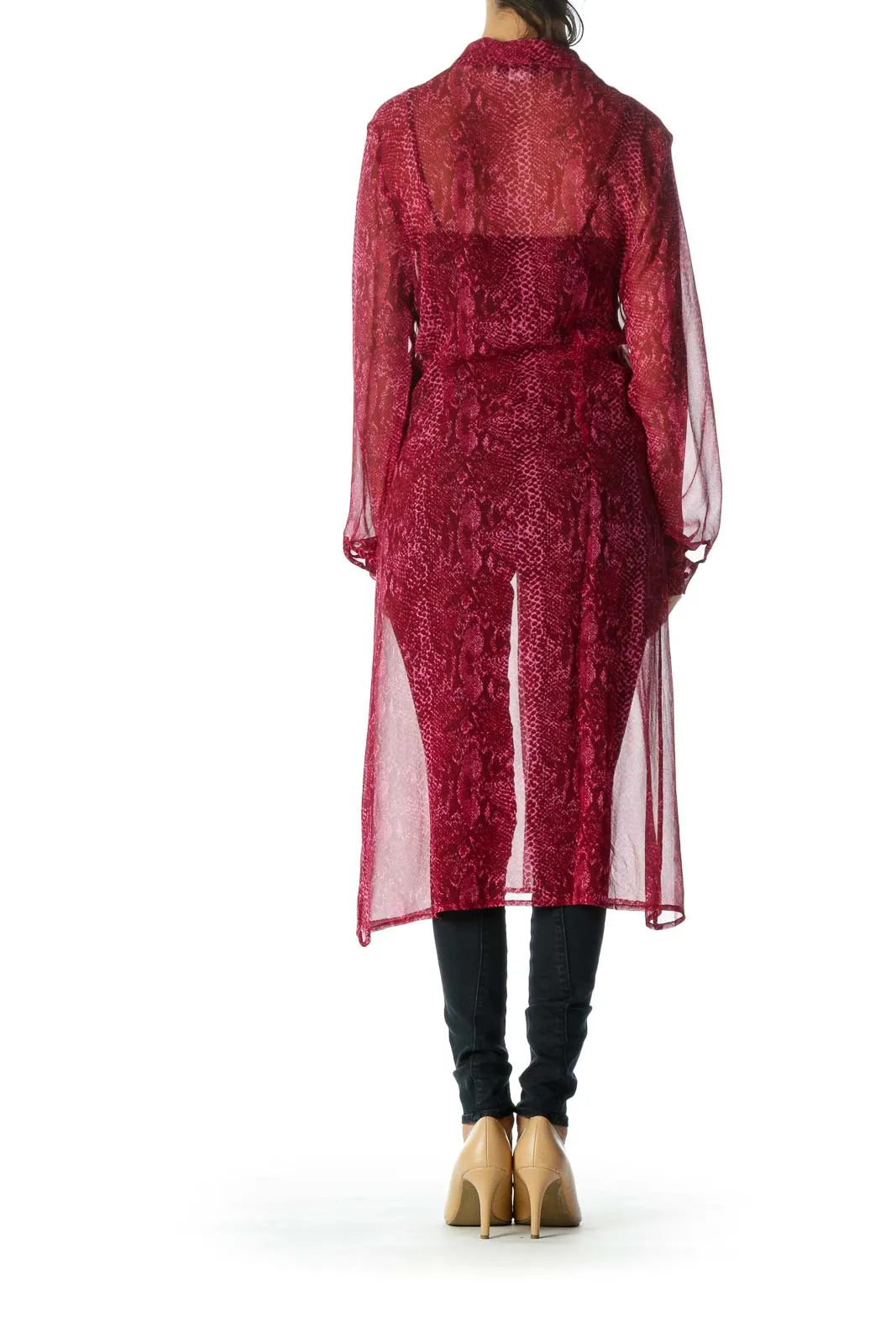 Burgundy Silk Work Dress