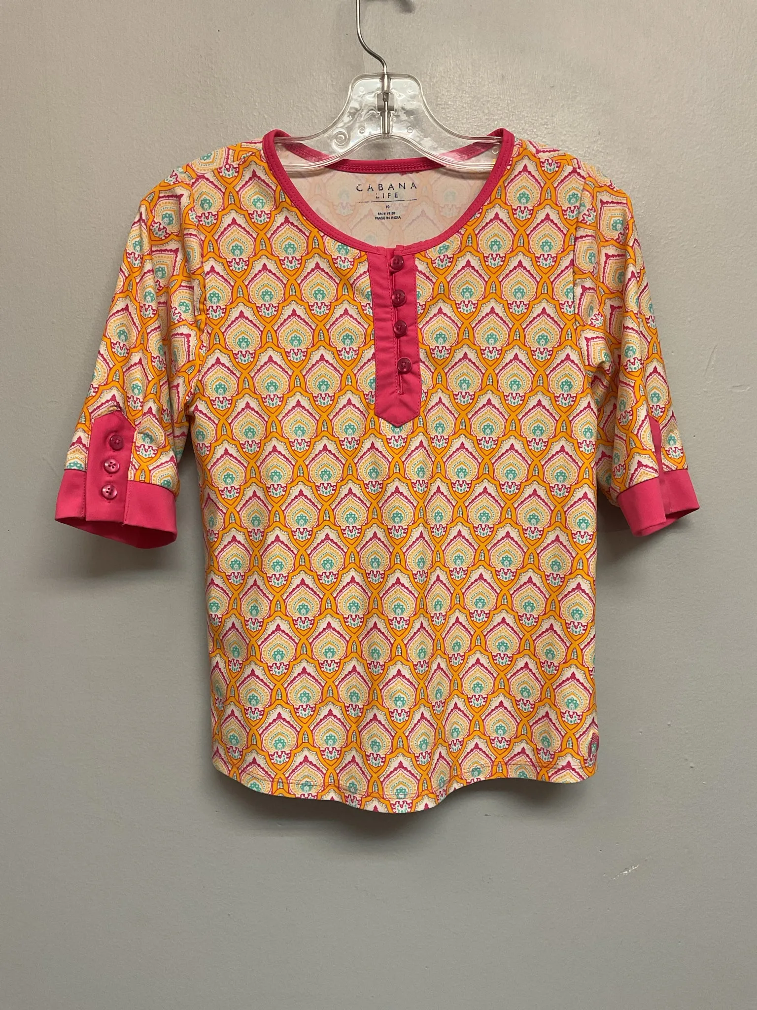 cabanalife Size 10 Yellow & Pink Big Girls Swimwear & Cover-Ups