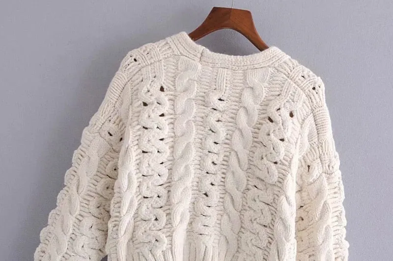 CROPPED CABLE-KNIT CARDIGAN