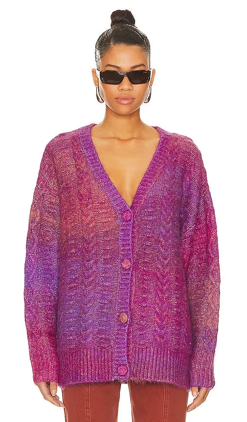 DAYDREAMER Ombre Cardigan in Purple