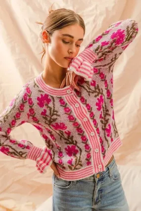 Floral Intarsia Cardigan