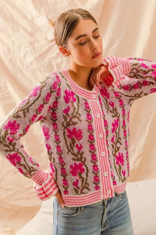 Floral Intarsia Cardigan