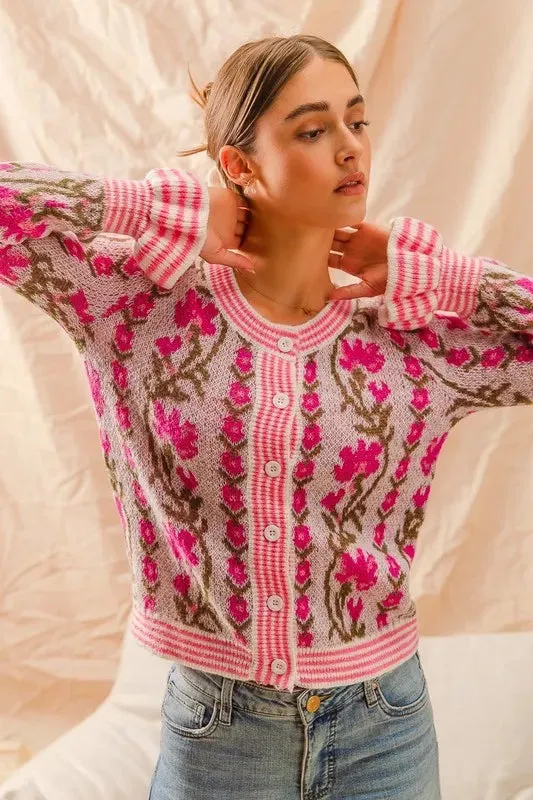 Floral Intarsia Cardigan
