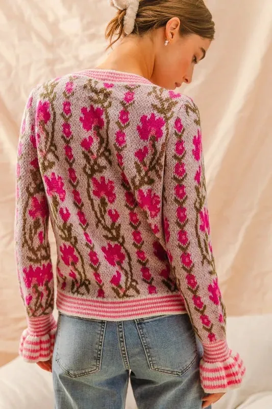 Floral Intarsia Cardigan