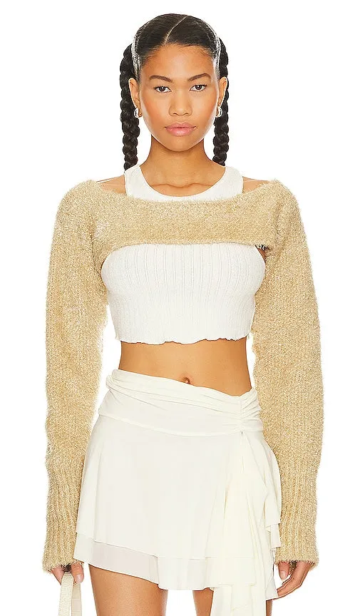 Free People Shimmer Bolero in Metallic Gold
