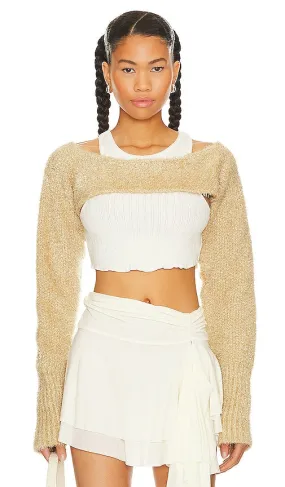 Free People Shimmer Bolero in Metallic Gold