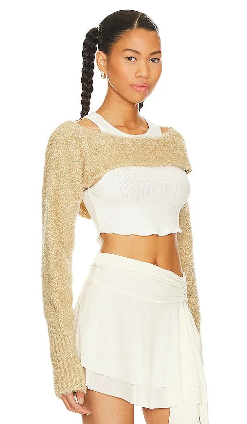 Free People Shimmer Bolero in Metallic Gold
