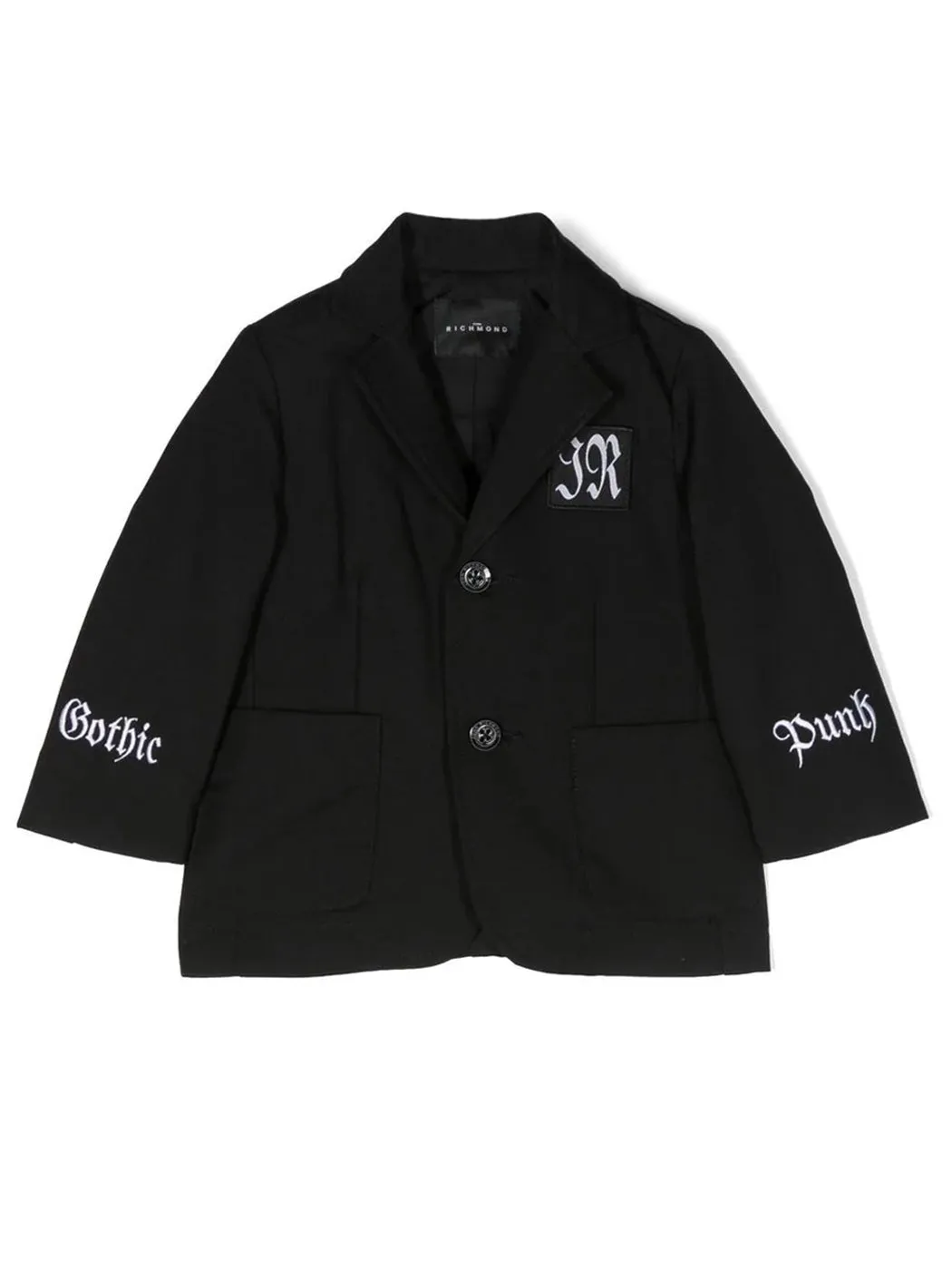 JOHN RICHMOND-Boy's logo-patch single-breasted blazer-RIP23085GC