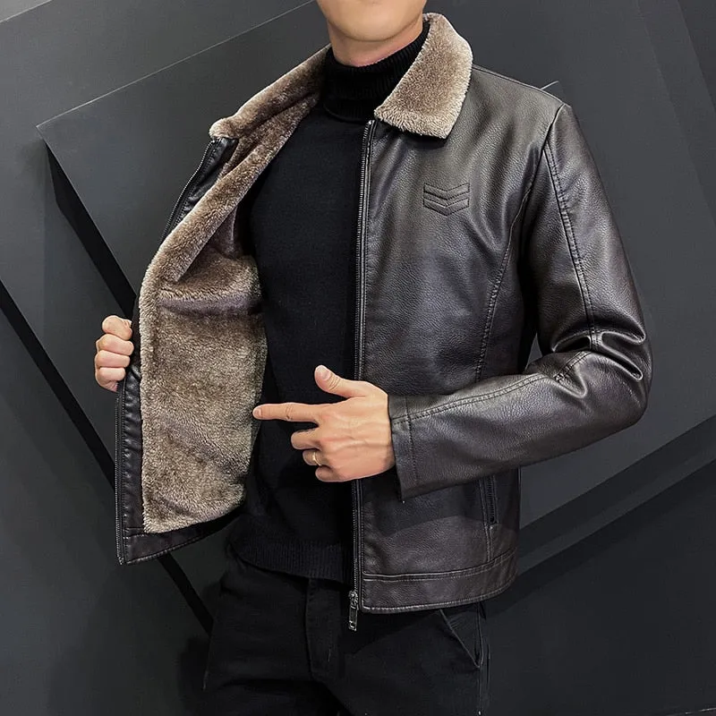 LMS Fleece Fur Leather Jacket