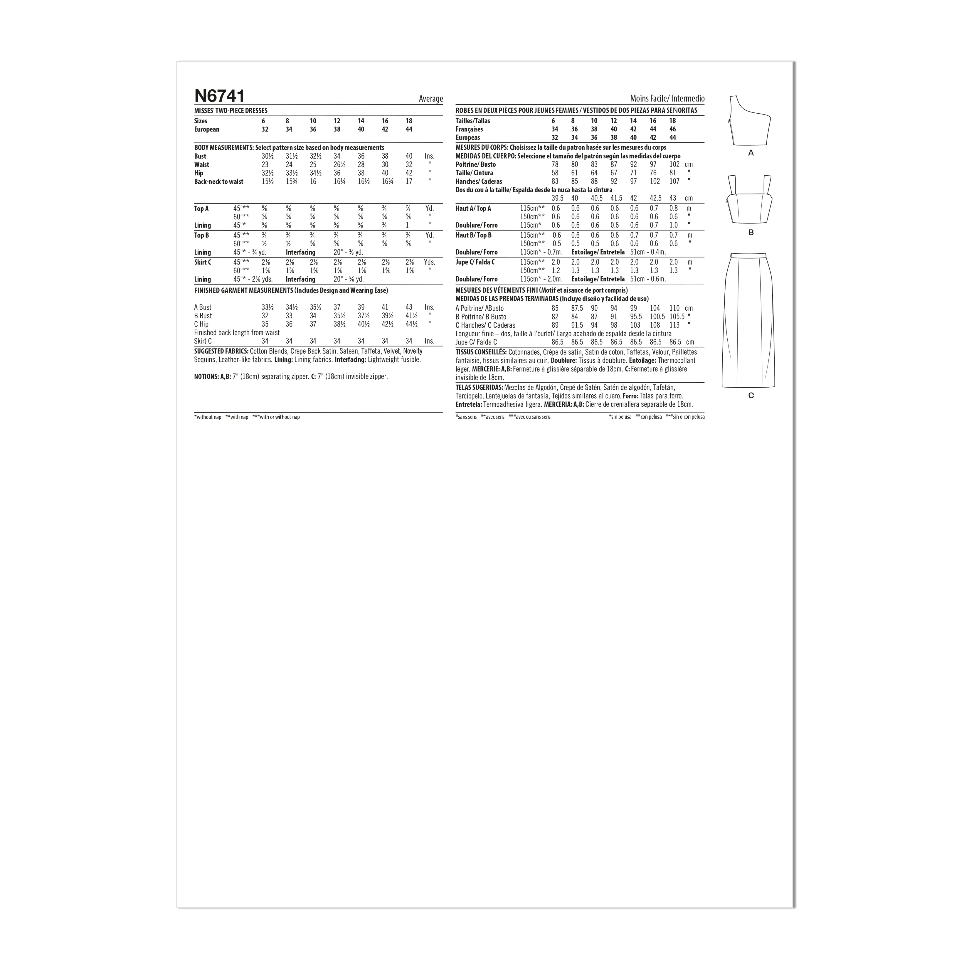 New Look Sewing Pattern N6741 - Misses' Two-Piece Dresses