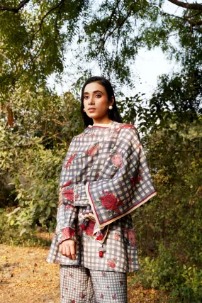 Plaid Blossom Stole