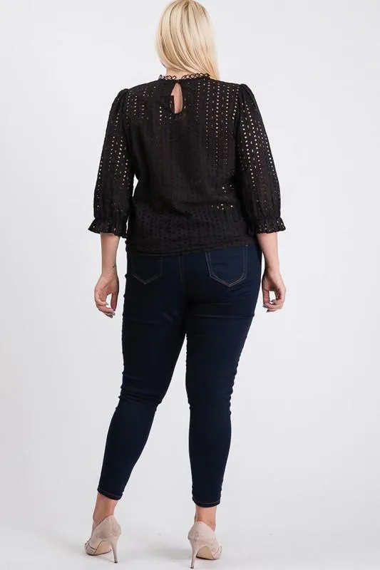 Pre-Order Stand Collar Eyelet Top