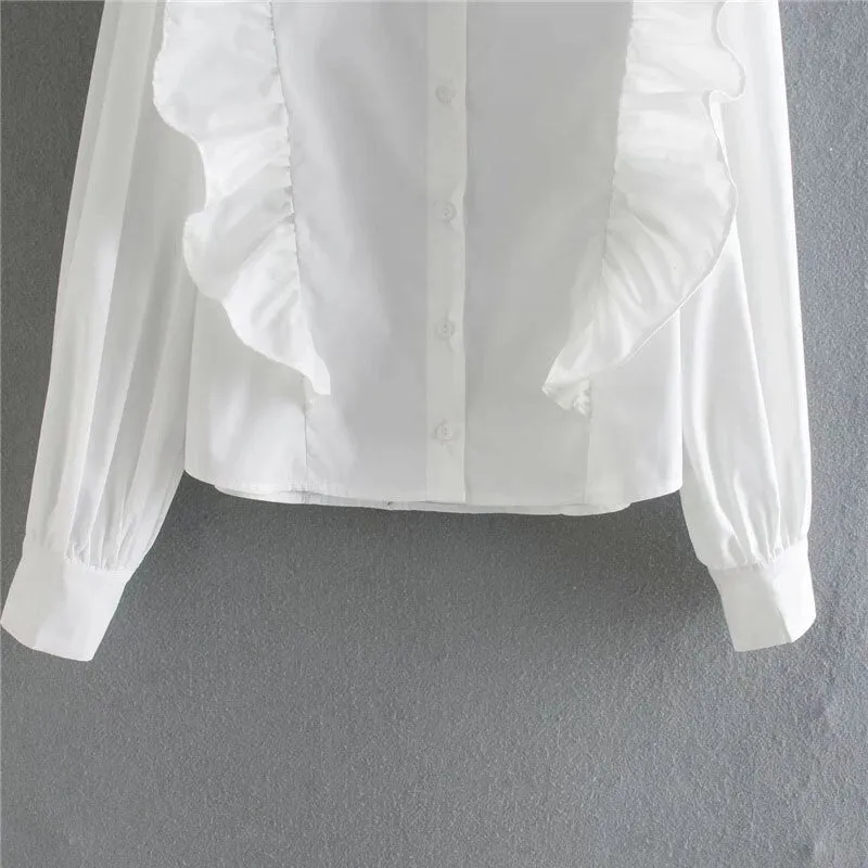 RUFFLE TRIM BLOUSE