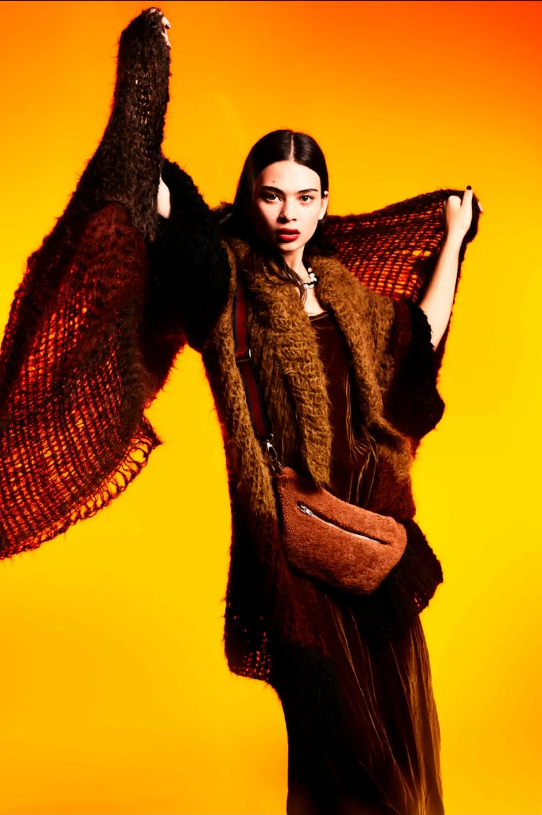 Shawl collar handknit cardigan (alpaca) solids