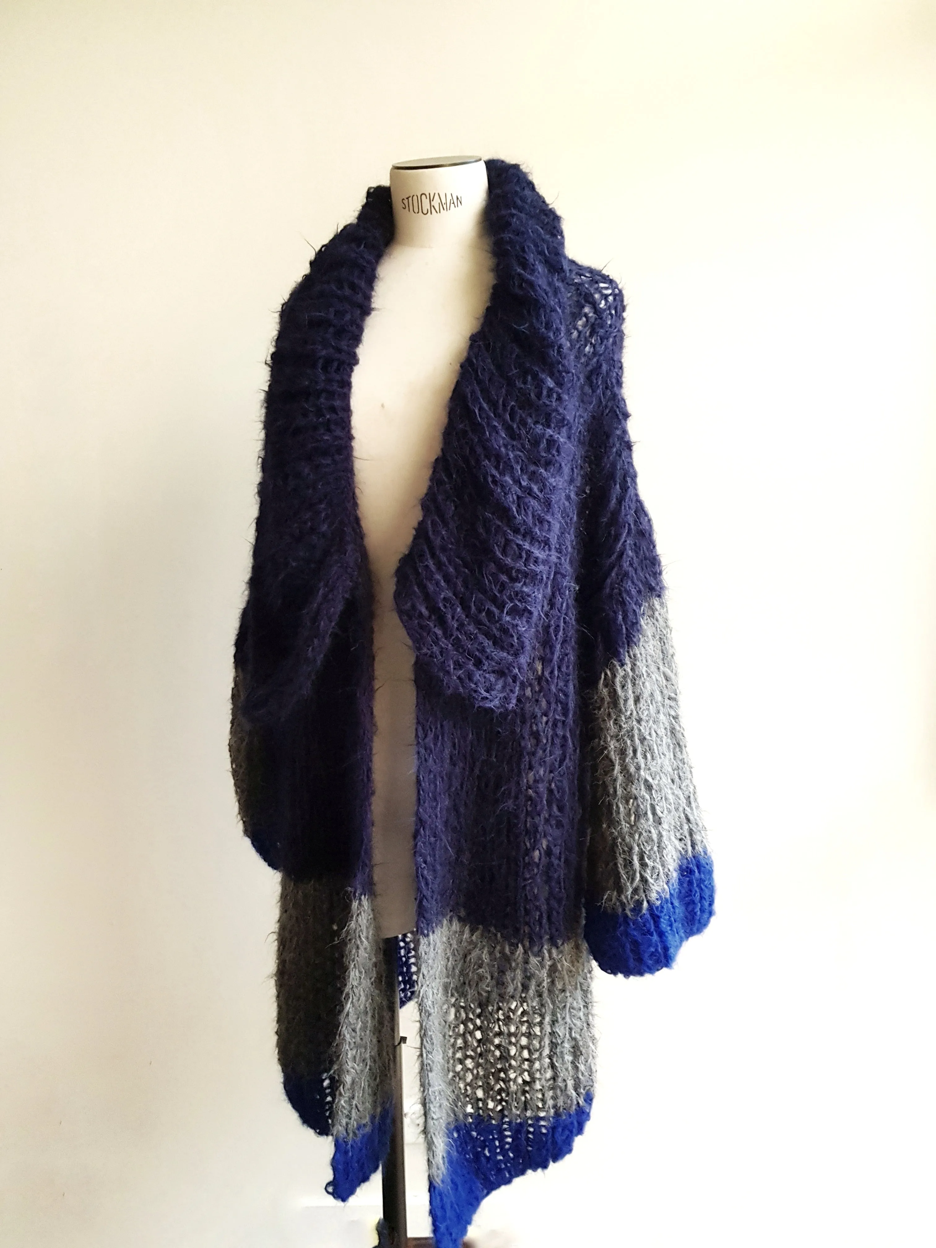 Shawl collar handknit cardigan (alpaca) solids