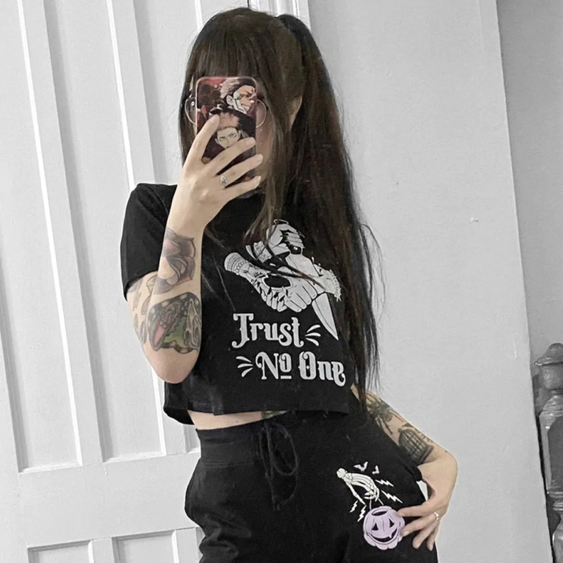 Trust No One Oversized Crop Top