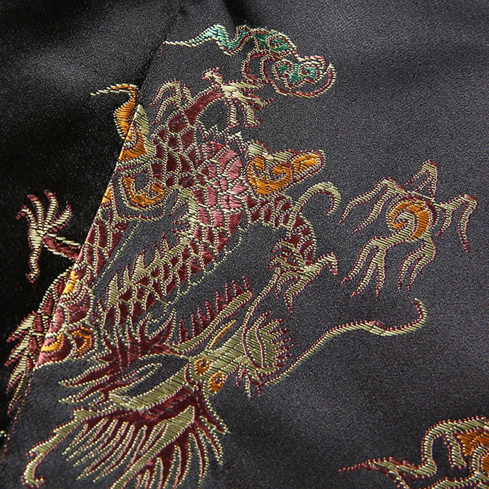 Vintage Crop Top mit Halterneck und Drachenstickerei im chinesischen Stil