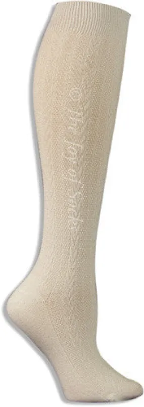 White Cable Knit Knee High Socks (Women's)